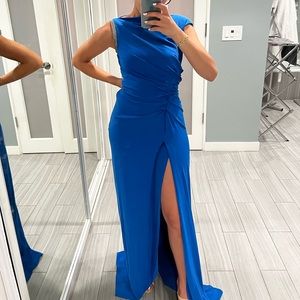 Halston heritage evening gown, blue , slit